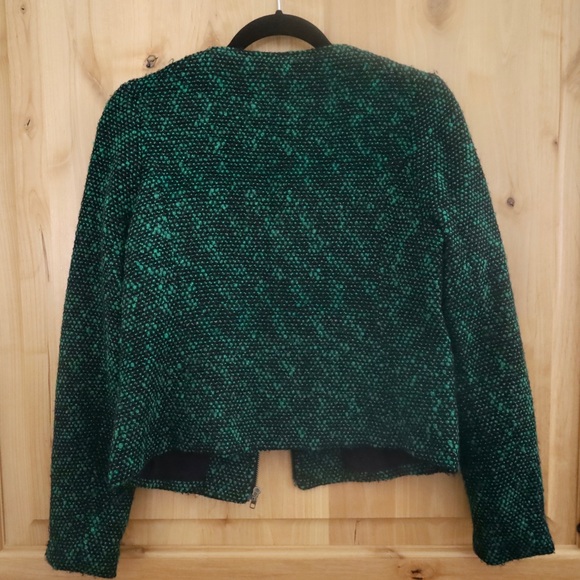 Greylin Women’s Zip-up Cropped Blazer, Green/Black, Small - Picture 3 of 9